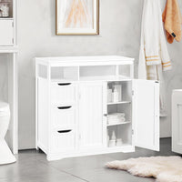 Mobile da Bagno Armadietto da Terra 3 Cassetti e 2 Ante Armadio 80.5x30x86.5cm