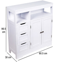 Mobile da Bagno Armadietto da Terra 3 Cassetti e 2 Ante Armadio 80.5x30x86.5cm