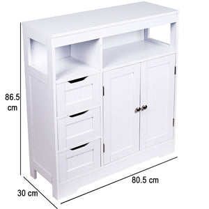 Mobile da Bagno Armadietto da Terra 3 Cassetti e 2 Ante Armadio 80.5x30x86.5cm
