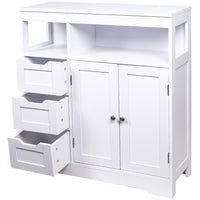 Mobile da Bagno Armadietto da Terra 3 Cassetti e 2 Ante Armadio 80.5x30x86.5cm