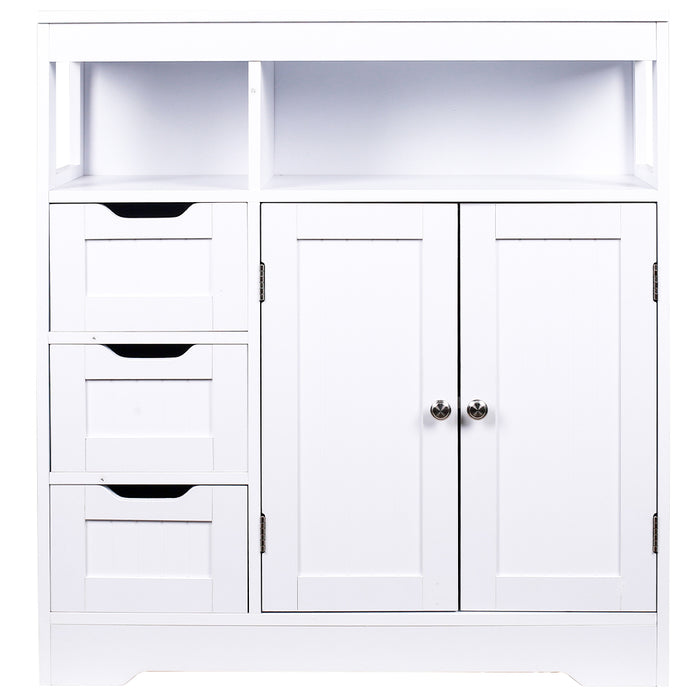 Mobile da Bagno Armadietto da Terra 3 Cassetti e 2 Ante Armadio 80.5x30x86.5cm