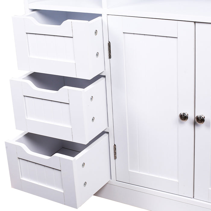 Mobile da Bagno Armadietto da Terra 3 Cassetti e 2 Ante Armadio 80.5x30x86.5cm