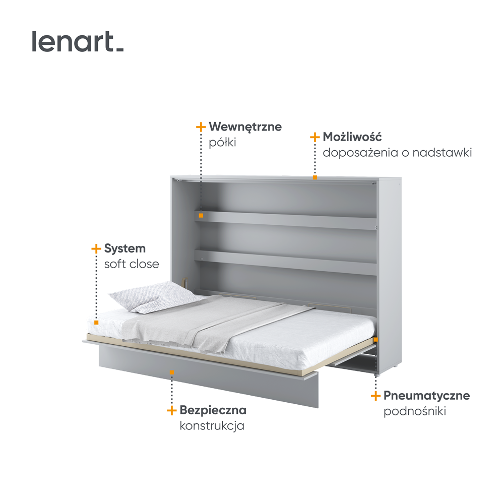 Lenart Bed concept letto a scomparsa cm211x168x157H Bianco opaco