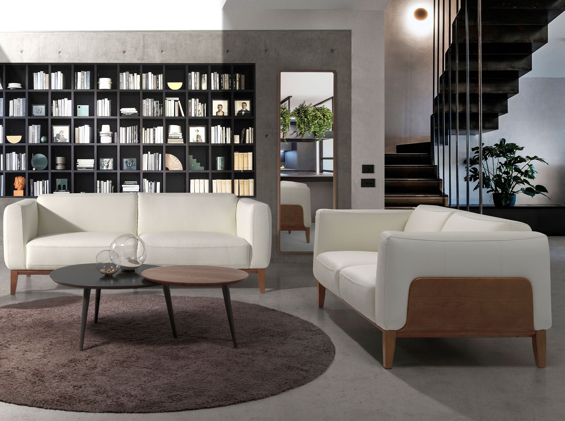 Divano a 2 posti in pelle bianca