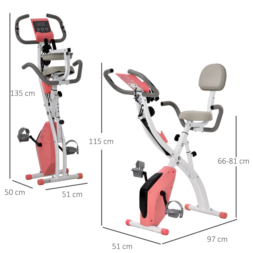 Bicicletta da allenamento 2-in-1 con display LCD e pulsossimetro ¨C zephmum ¨C regolabile, pieghevole, 8 livelli resistenza magnetica