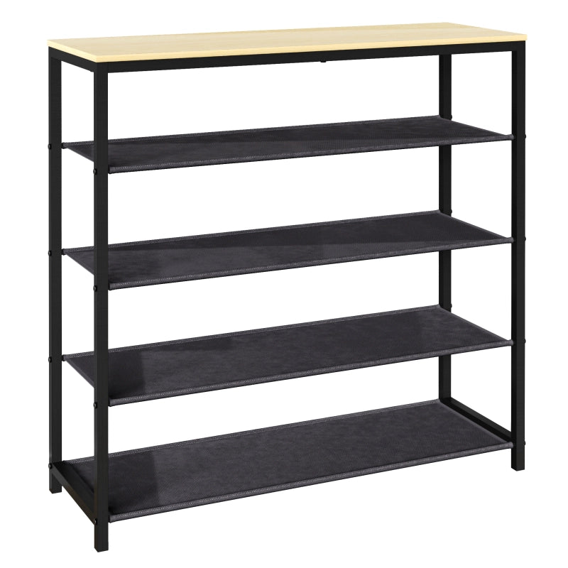 Linea Ferro Scarpiera H87 L90 P30 cm Porta Scarpe in Metallo Salvaspazio con Ripiani Stabili Colore Noce