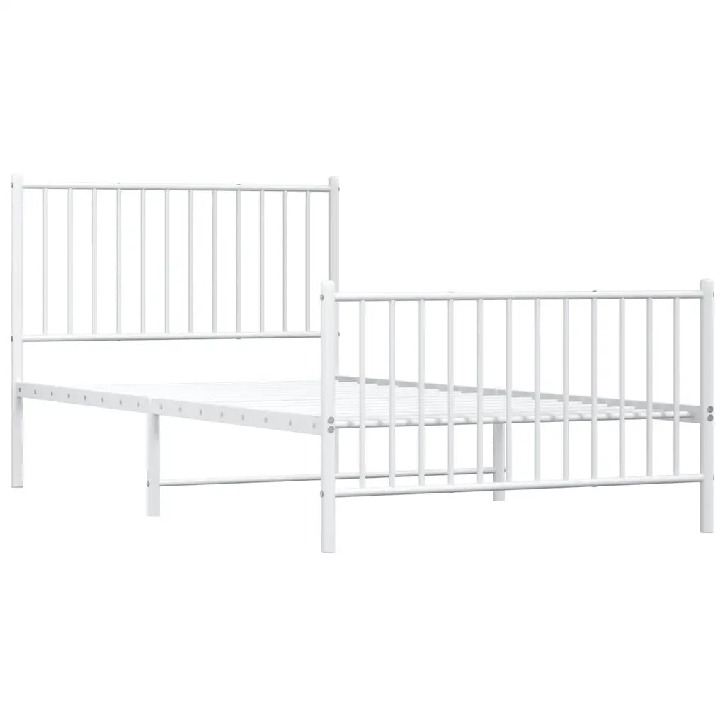 Giroletto con Testiera e Pediera Metallo Bianco 100x200 cm 350944