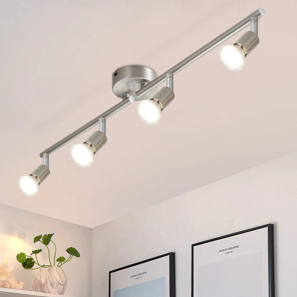 ZMH Faretto da soffitto 4 luci GU10 orientabili 330° moderni per salotto interni senza lampadina