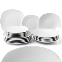 Servizio Piatti 18 pezzi in Porcellana Bianca Squadrati Servizio x 6 Persone