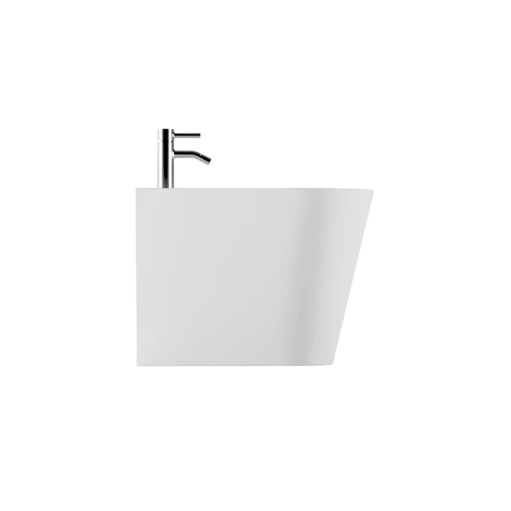 Coppia Di Sanitari Da Terra Alice Ceramica Filo Muro Senza Brida Bianco Opaco "Hide Round"