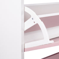 Scarpiera 4 Ante Ripiani Doppia Profondità con Maniglia Rosa e Bianco 63x24x150cm