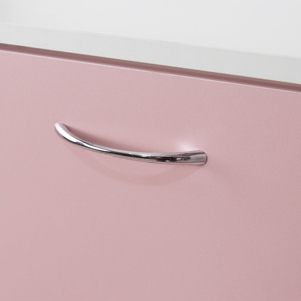 Scarpiera 4 Ante Ripiani Doppia Profondità con Maniglia Rosa e Bianco 63x24x150cm