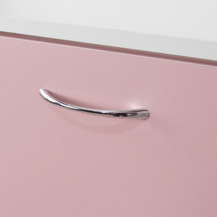 Scarpiera 4 Ante Ripiani Doppia Profondità con Maniglia Rosa e Bianco 63x24x150cm