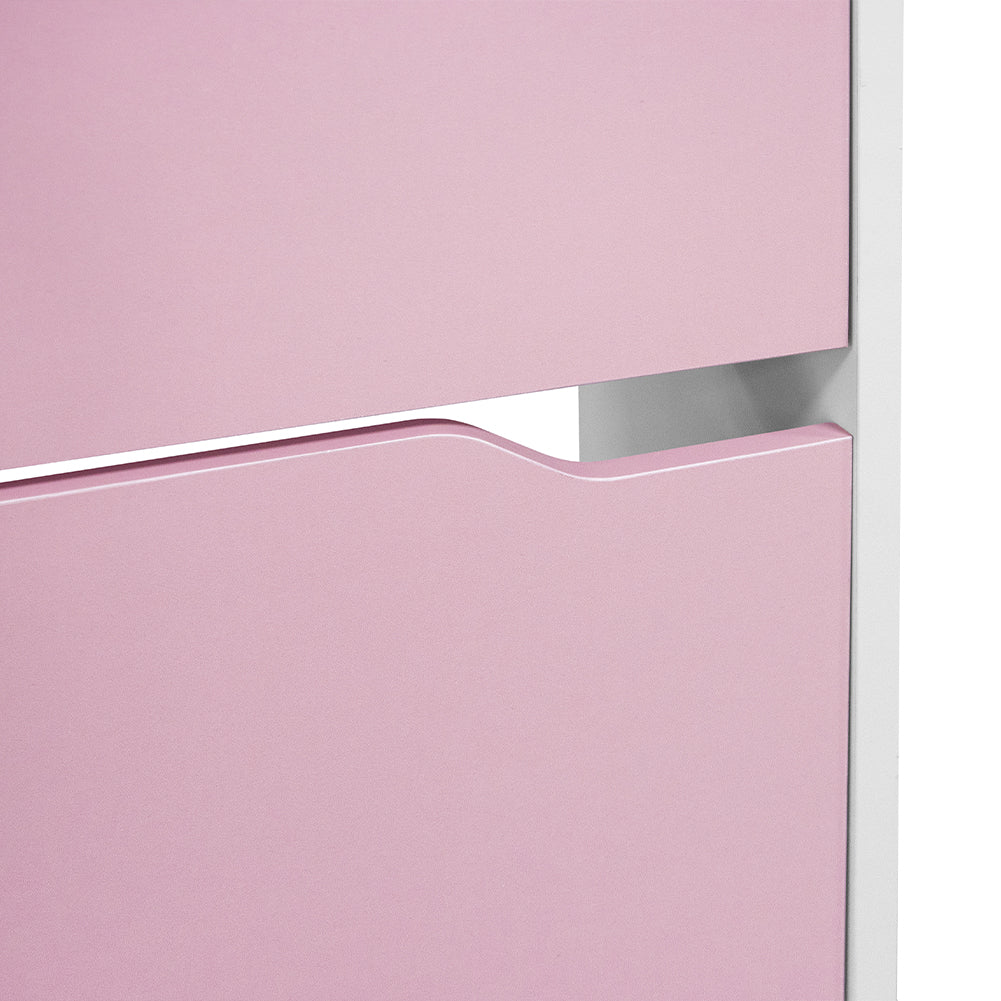 Scarpiera 4 Ante Ripiani Doppia Profondità Porta Scarpe Rosa e Bianco 63x24x150cm