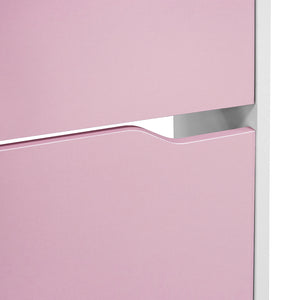 Scarpiera 4 Ante Ripiani Doppia Profondità Porta Scarpe Rosa e Bianco 63x24x150cm