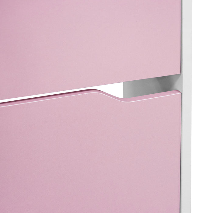Scarpiera 4 Ante Ripiani Doppia Profondità Porta Scarpe Rosa e Bianco 63x24x150cm