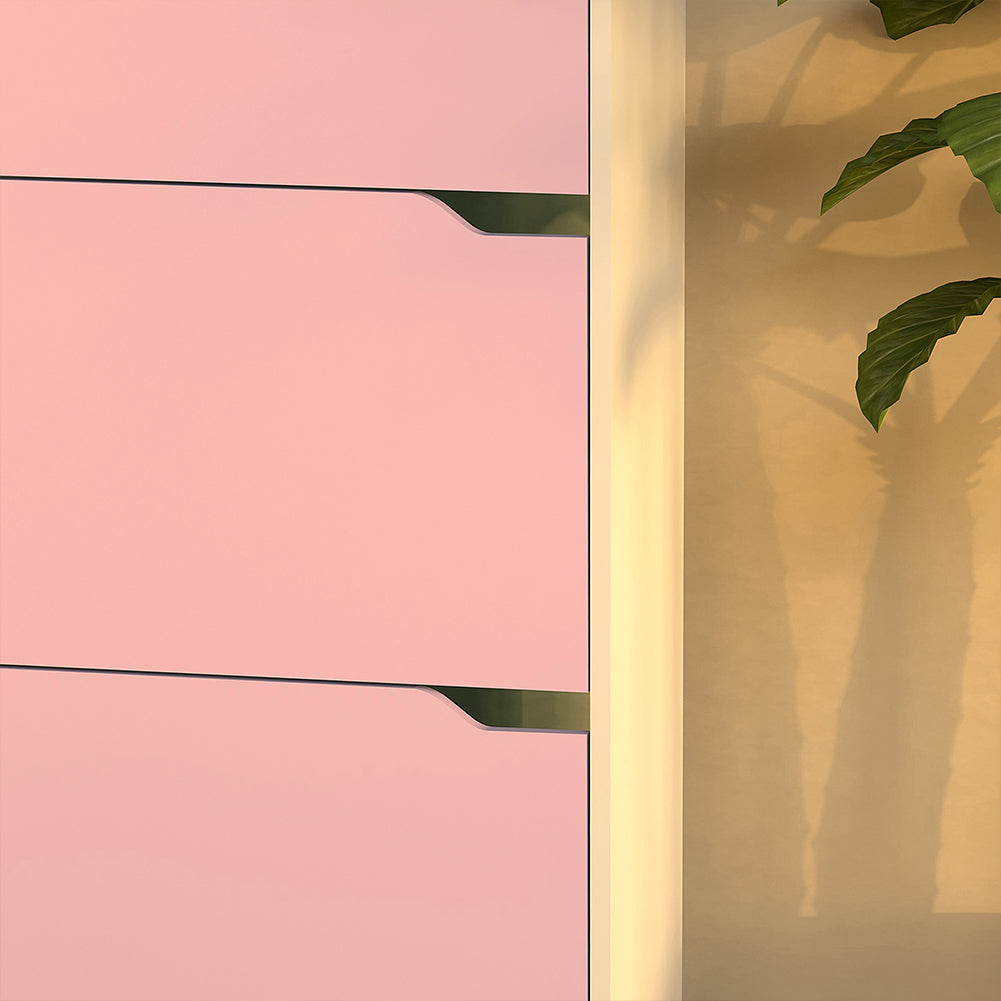 Scarpiera 4 Ante Ripiani Doppia Profondità Porta Scarpe Rosa e Bianco 63x24x150cm