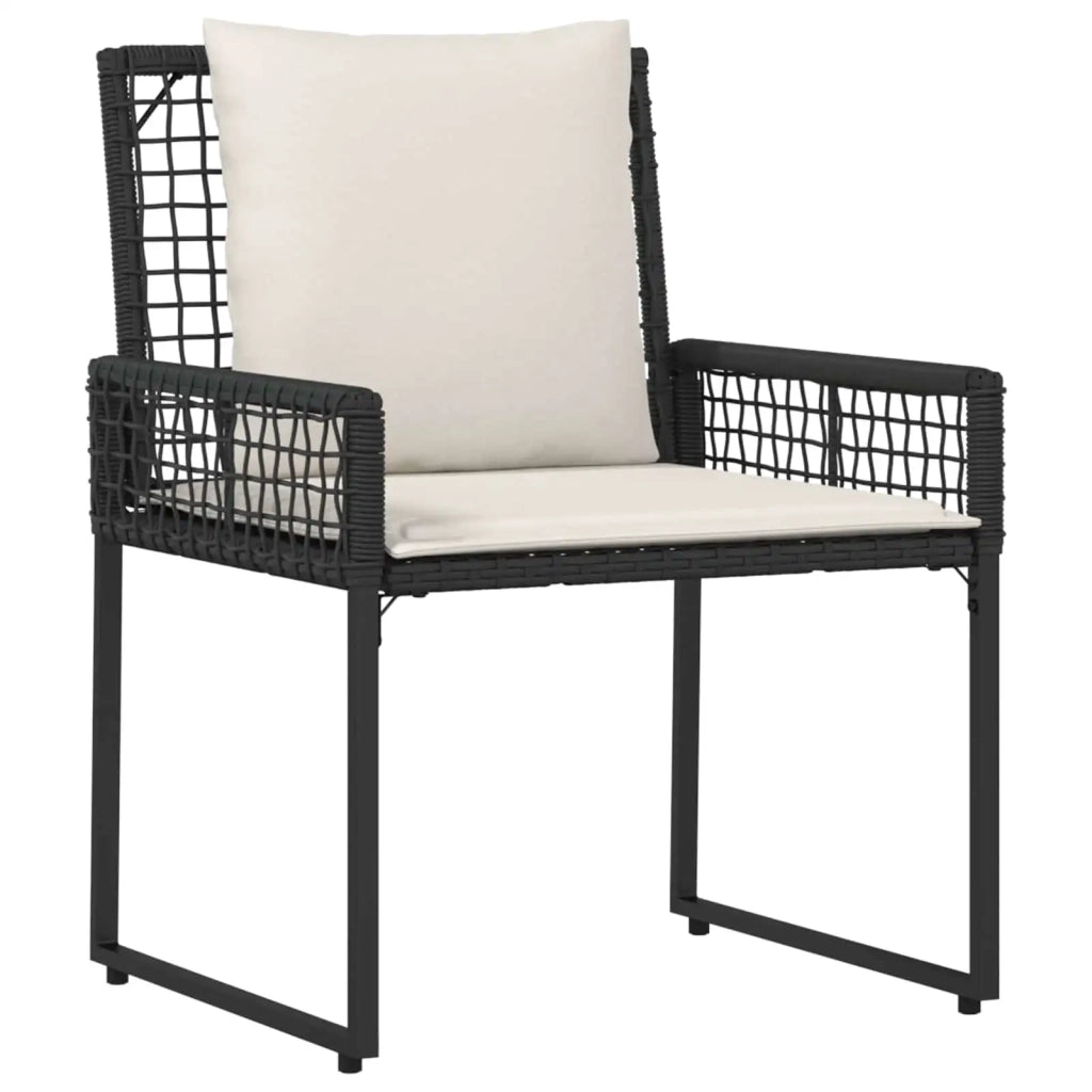 Set di Mobili da Esterno con cuscino 4 pcs Nero e Bianco Crema