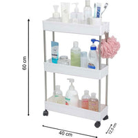 Carrello Carrellino Slim Salvaspazio Cucina Bagno Ripostiglio 3 Ripiani 4 Ruote