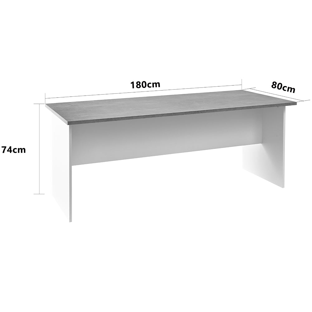 Scrivania per Computer da Ufficio Cemento e Bianco Postazione Lavoro Studio PC