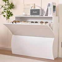 Scarpiera Ingresso in Legno Lucido ONDE 2 Ante Bianco Salvaspazio 101x26.5x81cm