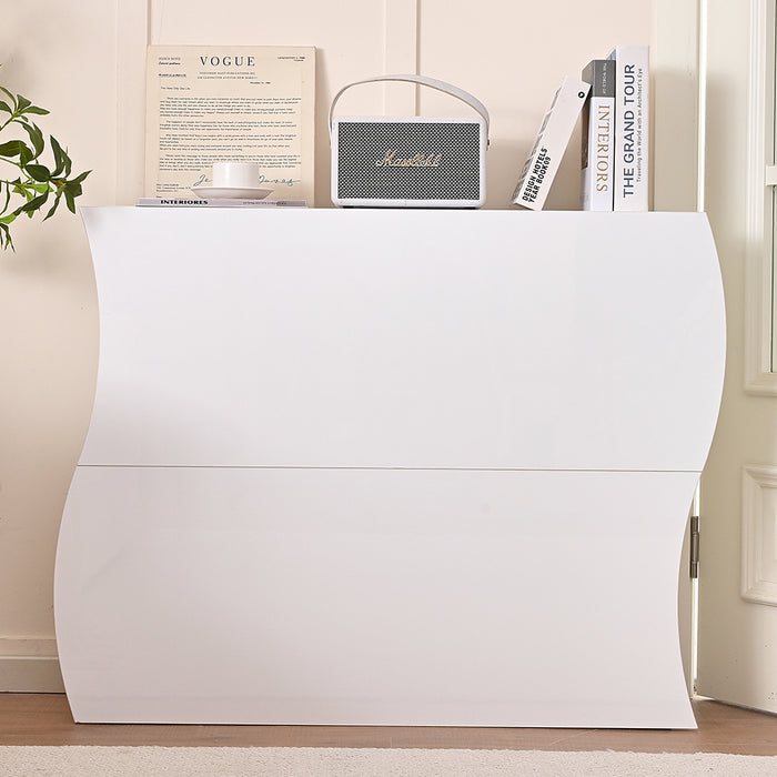 Scarpiera Ingresso in Legno Lucido ONDE 2 Ante Bianco Salvaspazio 101x26.5x81cm