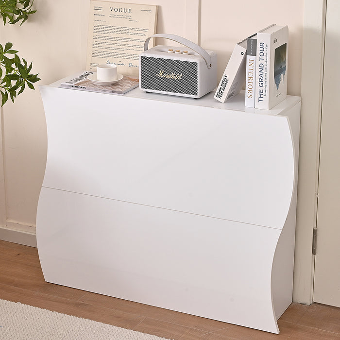 Scarpiera Ingresso in Legno Lucido ONDE 2 Ante Bianco Salvaspazio 101x26.5x81cm