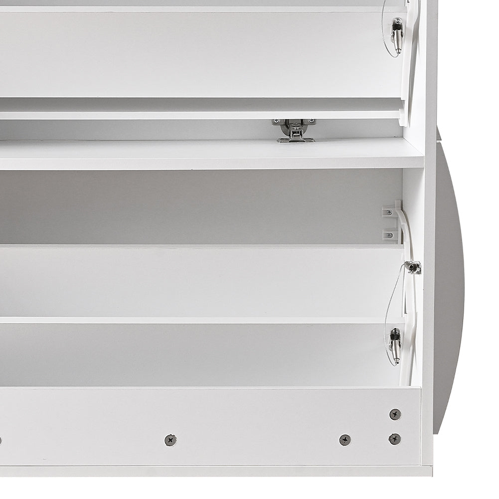 Scarpiera Ingresso in Legno Lucido ONDE 2 Ante Bianco Salvaspazio 101x26.5x81cm