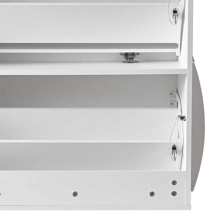 Scarpiera Ingresso in Legno Lucido ONDE 2 Ante Bianco Salvaspazio 101x26.5x81cm