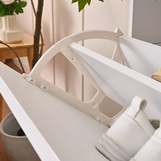 Scarpiera Ingresso in Legno Lucido ONDE 2 Ante Bianco Salvaspazio 101x26.5x81cm