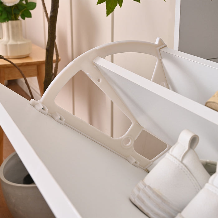 Scarpiera Ingresso in Legno Lucido ONDE 2 Ante Bianco Salvaspazio 101x26.5x81cm