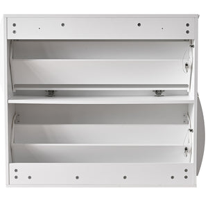 Scarpiera Ingresso in Legno Lucido ONDE 2 Ante Bianco Salvaspazio 101x26.5x81cm