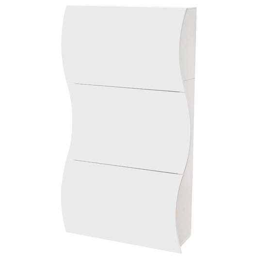 Scarpiera Ingresso in Legno Lucido ONDE 3 Ante Bianco Salvaspazio 71x26.5x121cm