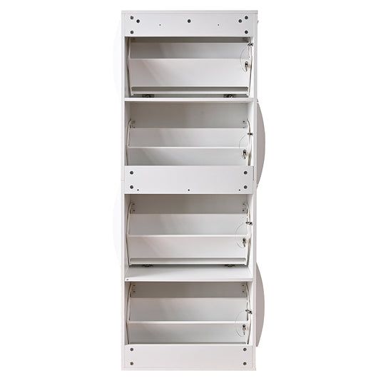 Scarpiera Ingresso in Legno Lucido ONDE 4 Ante Bianco Salvaspazio 71x26.5x161cm