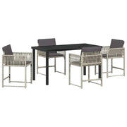 Set da Pranzo per Giardino 5 pz | Set Salotto da Giardino Grigio chiaro polyrattan