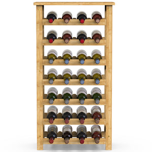 Cantinetta Portavino in Legno Bambù Naturale con 28 Scomparti Bar Portabottiglie