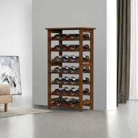 Cantinetta Portavino in Legno Bambù Noce con 28 Scomparti Bar Portabottiglie