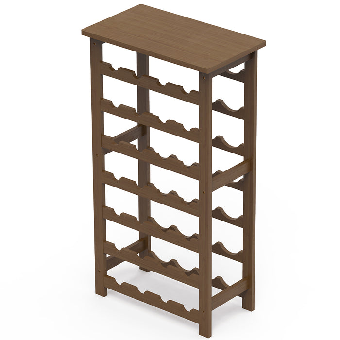 Cantinetta Portavino in Legno Bambù Noce con 28 Scomparti Bar Portabottiglie