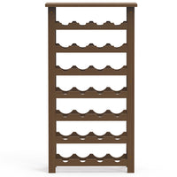 Cantinetta Portavino in Legno Bambù Noce con 28 Scomparti Bar Portabottiglie