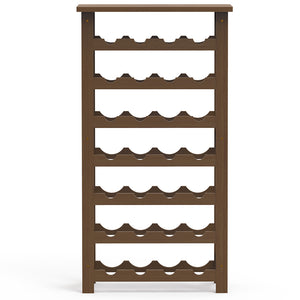 Cantinetta Portavino in Legno Bambù Noce con 28 Scomparti Bar Portabottiglie