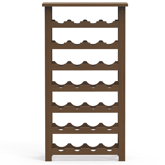 Cantinetta Portavino in Legno Bambù Noce con 28 Scomparti Bar Portabottiglie