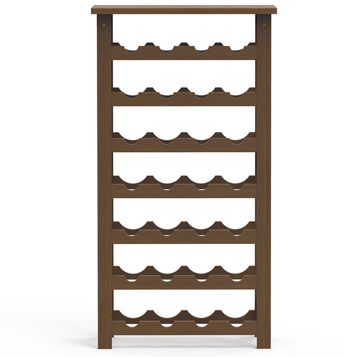 Cantinetta Portavino in Legno Bambù Noce con 28 Scomparti Bar Portabottiglie