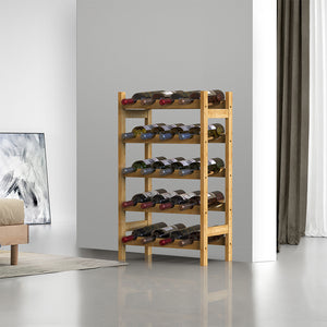 Cantinetta Portavino in Legno Bambù Naturale con 20 Scomparti Bar Portabottiglie