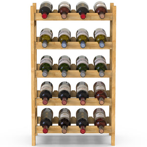 Cantinetta Portavino in Legno Bambù Naturale con 20 Scomparti Bar Portabottiglie