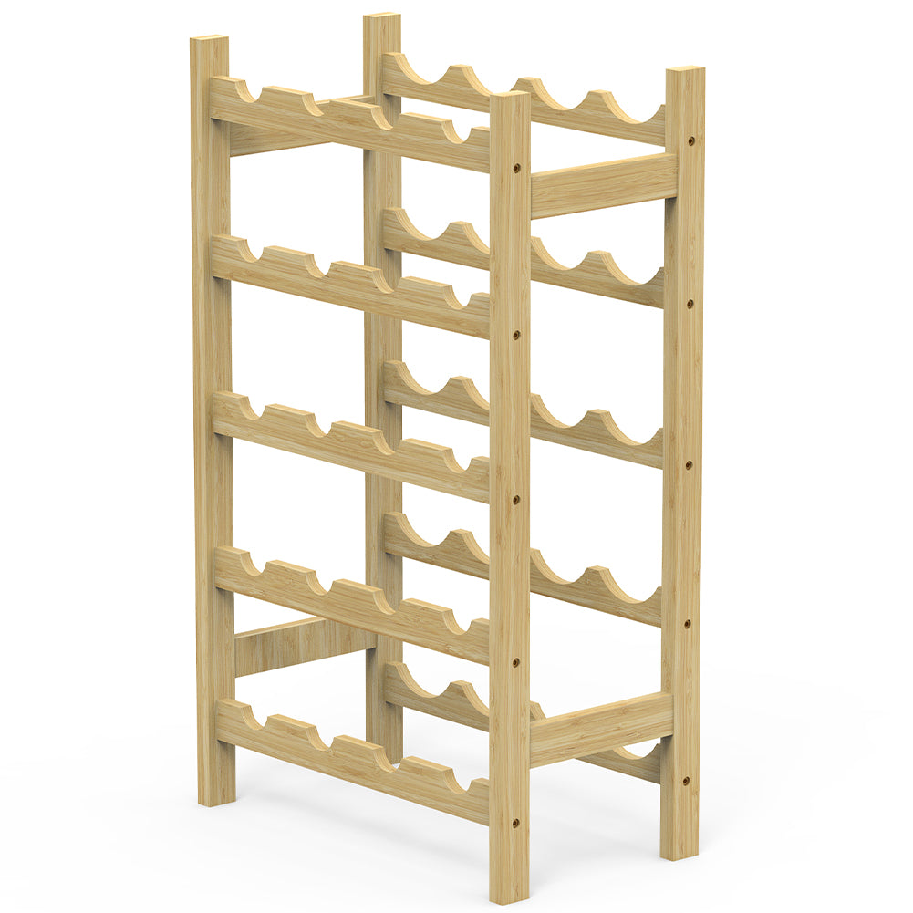 Cantinetta Portavino in Legno Bambù Naturale con 20 Scomparti Bar Portabottiglie