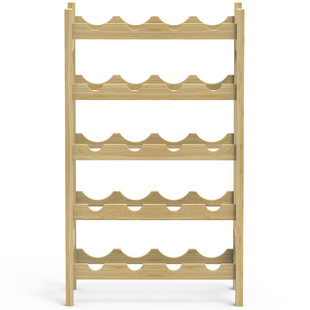 Cantinetta Portavino in Legno Bambù Naturale con 20 Scomparti Bar Portabottiglie