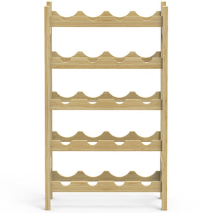 Cantinetta Portavino in Legno Bambù Naturale con 20 Scomparti Bar Portabottiglie