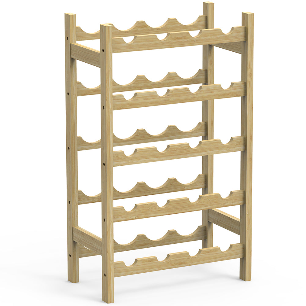 Cantinetta Portavino in Legno Bambù Naturale con 20 Scomparti Bar Portabottiglie