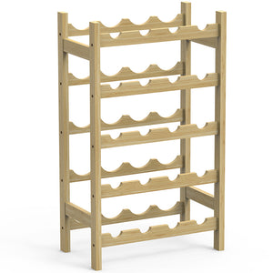 Cantinetta Portavino in Legno Bambù Naturale con 20 Scomparti Bar Portabottiglie