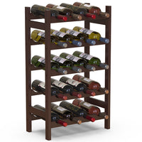 Cantinetta Portavino in Legno Bambù Noce con 20 Scomparti Bar Portabottiglie